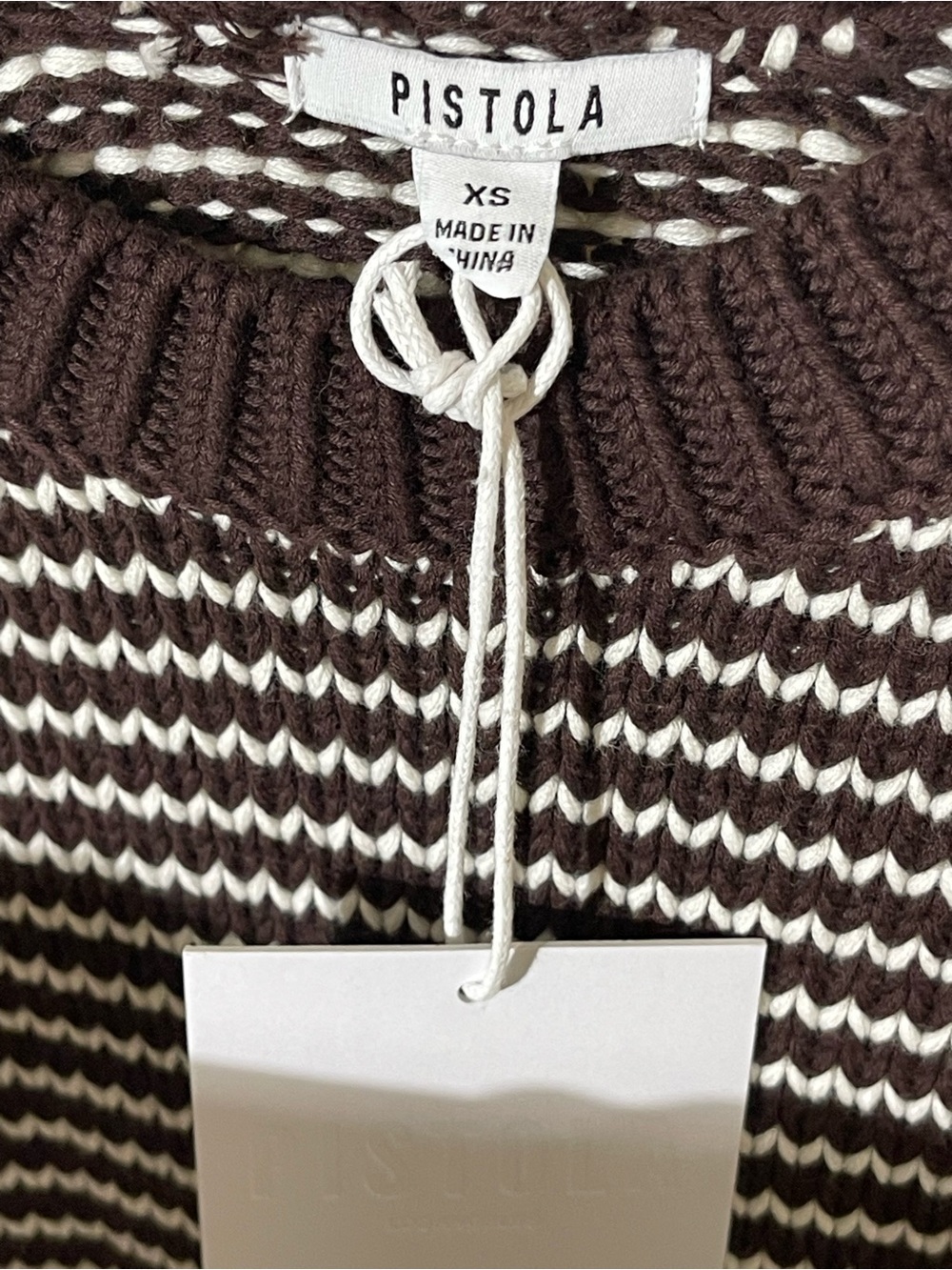 pistola Brown and Cream Striped Crewneck Sweater - Picture 4 of 7